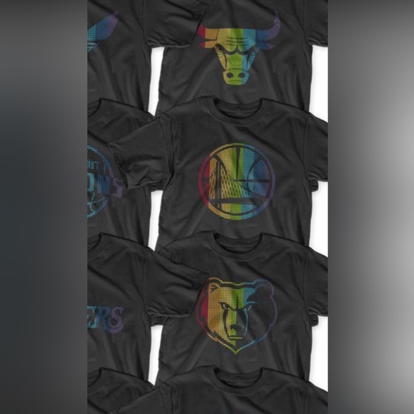 🏀NBA Golden State Logo Tee Shirts Rainbow Treatment for Pride Month Warriors - Picture 13 of 13